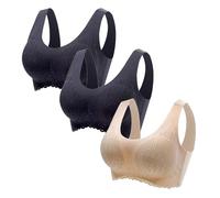 Half Cup Bra Pack Of 3 Women's Bra Without Underwire Up Seamless Comfort Sports Bra Padded Lace Bra Soft Seamless Stretch Bustier Medium Hold Non Wired Sleep Bra Classic Top For Non Pa ded Bra (L, M)