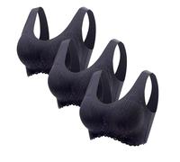 Half Cup Bra Pack Of 3 Women's Bra Without Underwire Up Seamless Comfort Sports Bra Padded Lace Bra Soft Seamless Stretch Bustier Medium Hold Non Wired Sleep Bra Classic Top For Non Pa ded (R, XXXXL)