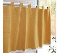 Half Curtain Dust Proof Short Curtain for Kitchen Cafe Bathroom Fireplace Solid Color Detachable Door Curtain 1 Pcs Yellow Size: W130*H120cm
