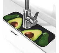 Half Cut Avocado Pieces Faucet Mat for Kitchen Sink, Super Absorben Faucet Pad Splash Catcher, Diatomite Fast Drying Stone Faucet Handle Drip Catcher Tray Mat for Bathroom Sink Drying Pad 15" x 5.5"