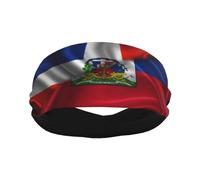 Half Dominican Republic Half Haiti Flag Sports Headbands for Men Women, Moisture Wicking Workout Headband, Sweatband for Running,Cycling,Football,Yoga