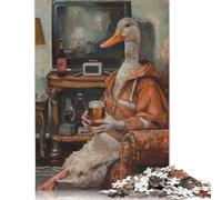 Half Duck Half Human Beer Puzzles 1000 Pieces Wooden Puzzles for Adults & Teenager Learning Educational Toys 1000pcs (75x50cm)