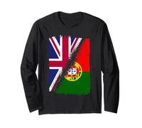 Half England Half Portugal Flag English Portuguese Heritage Long Sleeve T-Shirt