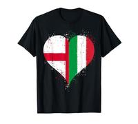 Half English Half Italian Get Half Flags in Love Heart T-Shirt