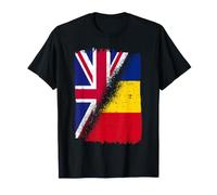 Half English Half Romanian Flag England Romania Heritage T-Shirt