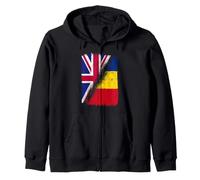 Half English Half Romanian Flag England Romania Heritage Zip Hoodie
