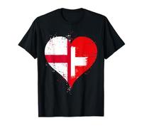 Half English Half Swiss A Heart Flag for England Switzerland T-Shirt