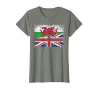 Half English Half Welsh Flag Vintage UK Mixed Heritage T-Shirt