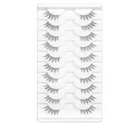 Half Eyelashes, 10 Pairs Half Lashes Wispy Cat Eye, Natural Strip Lashes, Wispy Eyelashes for Women (Black)