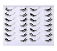 Half Eyelashes Short 3/4 False Eyelashes Natural Looking Wispy Clear Band Cat Eye Lashes That Look Like Extensions Soft Handmade Reusable Half Lashes (14 Pairs)