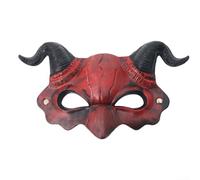 Half Face Devil Mask with Realistic Horns and Blood Skin Effect for Halloween, Breathable PU Foam Material with Adjustable Elastic Straps for Secure Fit (The Devils red face)