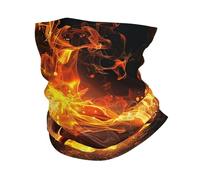 Half Face Headwear 3D Skull Fire Death Hell Flame Demon Black Breathable Tube Scarf Anitdust Hair Band for Sports Workout 26X30cm