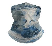 Half Face Headwear Anime White Fox Quick Drying Face Shield UV Protection Hair Band for Yoga Running 26X30cm