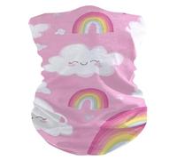 Half Face Headwear Cartoon Cute White Clouds Rainbow Multifunctional Face Shield Unisex Facial Covering for Men Skiing 26X30cm