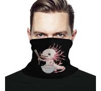 Half Face Headwear Cute Axolotl Eating en Noodles Anitdust Neck Gaiter Decorative Headwear for Sports Running 26X30cm
