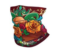 Half Face Headwear Day of The Dead Mexican Sugar Skull Roses Anitdust Tube Scarf Multifunctional Headwear for Outdoor Women 26X30cm