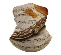 Half Face Headwear Flute Music Comfortable Neck Scarf Multifunctional Bandana for Sports Skiing 26X30cm