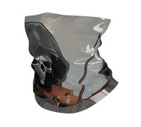 Half Face Headwear Grim Reaper Playing The Violin Skull Dark Novelty Tube Scarf Breathable Neck Warmer for Workout Climbing 26X30cm
