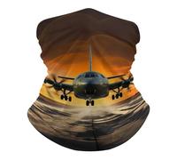 Half Face Headwear Military Plane Landing on Airforce Runways Unisex Neck Gaiter Multifunctional Balaclava for Climbing Tennis 26X30cm