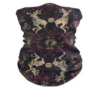 Half Face Headwear Vintage Mystical Reindeer Boho Burdy Novelty Half Face Scarf Unisex Hair Band for Yoga Women 26X30cm