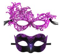 Half Face Mask Couples Venetian Style Masquerade Eye Cover for Halloween Elegant Feather Accents, Perfect for Bar Nights Carnival Celebrations Costume Events Lightweight Comfortable Fit Adults