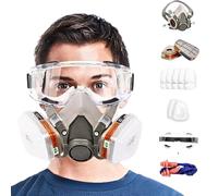 Half Face Respirator Mask with Safety Goggles, Anti Fog Protective Eyewear and Dual Filter Gas Mask for Painting, Chemical Vapours, Dust and DIY Work