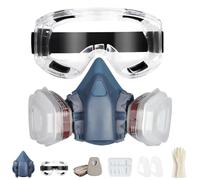 Half Face Reusable Dustproof Active Carbon Respirator Mask with Gas Mask Filter, Glasses, 17 Accessories for Dust, Formaldehyde, Painting, Welding & Polishing,Reusable Face Mask, Dust Mask, Respirator