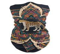 Half Face Scarf Boho Mandala Flowers Leopard Colorful Decorative Neck Gaiter Premium Neck Warmer for Climbing Tennis 26X30cm