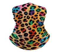 Half Face Scarf Colorful Leopard Quick Drying Neck Gaiter Windproof Headscarf for Outdoor Running 26X30cm