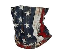 Half Face Scarf Deer Skull Old Wooden American Flag Comfortable Face Cover Novelty Bandana for Tennis Outdoor 26X30cm