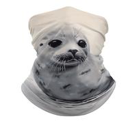 Half Face Scarf Harp Sea Dog Painting UV Protection Face Shield Unisex Hair Band for Women Sports 26X30cm