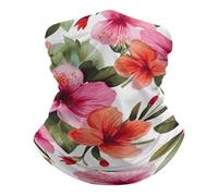 Half Face Scarf Hawaiian Flower Print Unisex Face Shield Windproof Bandana for Climbing Yoga 26X30cm