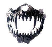 Half Facemask Tiger Ye Yaksha God Tengu Black Tortoise Skeleton Scary Cosplay Halloween Costume Accessory Prop (Black, One Size)
