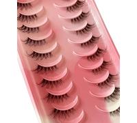 Half False Eyelashes, 10 Pairs, Russian Strip, D/DD Curl, Fluffy Mink Eyelashes, Natural Eye Lashes Pack, Reusable