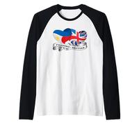 Half Filipino, Half British Heart Flag Raglan Baseball Tee