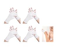 Half Finger Cotton Gloves, 4 Pairs White Fingerless Moisturizing Eczema Glove, Spa Treatment Gloves for Sleeping Spa Skin Treatment Repair Rough Cracked Dry Chapped Hands Skin (White)