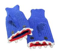 Half Finger Gloves - Fingerless Knit Mittens, Shark Design, Winter Warm Gloves for Outdoor Sports, Cosplay & Cold Weather