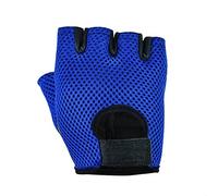 Half Finger Leather Padded Palm Cycling Biking Gloves Multi-Purpose Gloves Weight Lifting Gym Workout Training Bodybuilding Anti Slip Gloves for Men, Women, Ladies, Male, Female (Blue, Large)