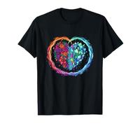 Half Floral Half Crystal Elemental Heart Love T-Shirt