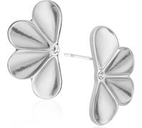 Half Flower Fan Stud Earrings for Women - Boho Leaf Petal Studs, Lightweight Small Floral Statement Earrings in Gold Tone or Silver Tone, One size, metal, cubic-zirconia
