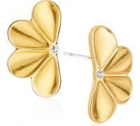 Half Flower Fan Stud Earrings for Women - Boho Leaf Petal Studs, Lightweight Small Floral Statement Earrings in Gold Tone or Silver Tone, One size, metal, cubic-zirconia