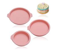 Half Forest Set of 3 Silicone Baking Moulds, Round Silicone Baking Moulds, Non-Stick Coating, Easy to Release, for Layer Cakes, Rainbow Cakes, Fruit Cakes (4 Inches + 6 Inches + 8 Inches)