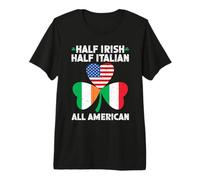 Half Gaelic Half Garlic All American Shamrock Irish Italian Premium T-Shirt