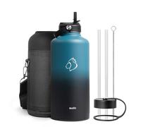 Half Gallon Stainless Steel Water Bottle with Straw Lid and Flex Cap, 87oz Modern Double Vacuum Stainless Steel Water Flask, Cold for 48 Hrs Hot for 24 Hrs Simple Thermo Canteen Mug,Indigo Crush