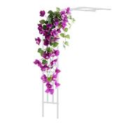Half-Garden Arch Morning Glory Arbor Trellis Against The Wall Metal Semi Archway Arbour Half-Side Support Climbing Plants Roses Vines Sturdy Outdoor Wedding Decoration Pergola(WhiteW2.7