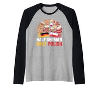 Half German Polish Germany Poland Flags Food Mixed Heritage Raglan Baseball Tee