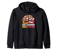 Half German Polish Germany Poland Flags Food Mixed Heritage Zip Hoodie