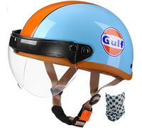Half German Style Retro Motorcycle Helmet DOT/ECE Approved for Men Women - Vintage Open Face with Goggles, Half Shell Cap for Chopper Cruiser Scooter Bike 3,L