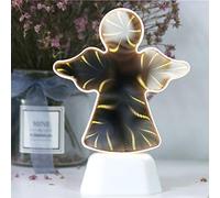 Half & Half double sided Mirror Tunnel Light 3D infinite mirror light, LED Flamingo Cactus Stars Heart Unicorn SIGN Tunnel Mirror Light Party Home Decor (Angel)