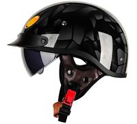 Half Helmet Open-Face Helmet Brain - Cap Cruiser Chopper Scooter Pilot Jet Helmet DOT/ECE Certified Personality Retro Motorcycle Helmet 57~64Cm for Moped Street Bike 12,L